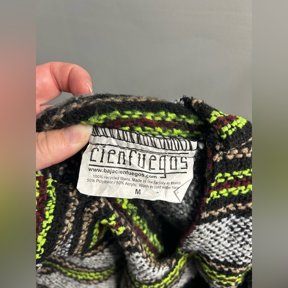 Striped Baja Jacket Hoodie Drug Rug Mexico Blanket sweater - Picture 2 of 7